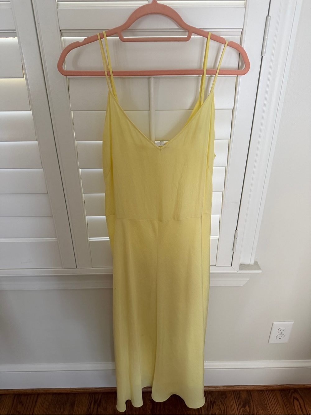 Vince Pale Yellow Slip Midi Dress